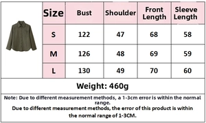 Size chart for women's plaid shirt with detailed bust and shoulder measurements in centimeters