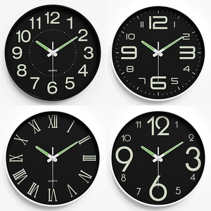 Modern Round Wall Clock Luminous Silent Quartz Movement Night Light Minimalist Home Decor For Bedroom Living Room