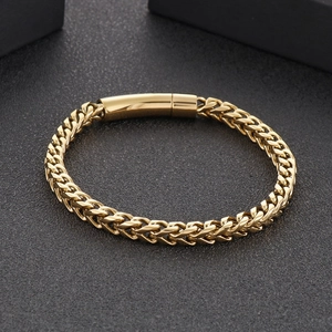 Bracelet pour homme en acier titane doré avec maille Franco classique au design minimaliste