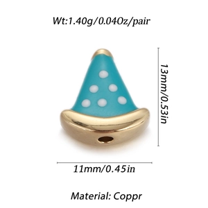 Macro view of blue-green enamel cone bead with gold trim for DIY jewelry making