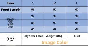Detailed size chart for minimalist polo neck knit cardigan with polyester fabric specs