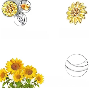 Detail of S925 silver sunflower fidget ring featuring AAA+ cubic zircons and gold plating