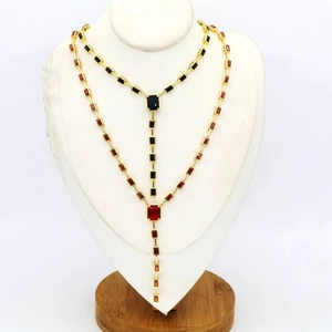 Elegant Copper Bamboo Link Necklace For Women Inlaid With Rectangular Zirconia Y-Shaped Clavicle Chain Jewelry Gift