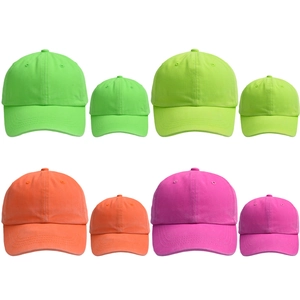 Neon baseball caps set for adults and children with breathable fabric and curved brim