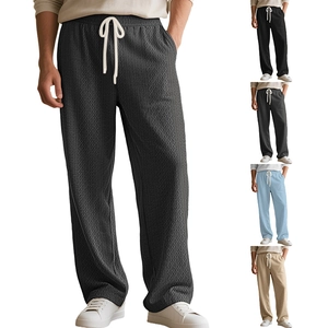 Lässige Herrenhose mit Kordelzug in Grau, mit feiner Fischgrätenstruktur für Alltag