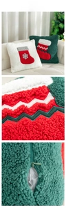 Close-up of soft sherpa fleece fabric and invisible zipper on Christmas pillow cover