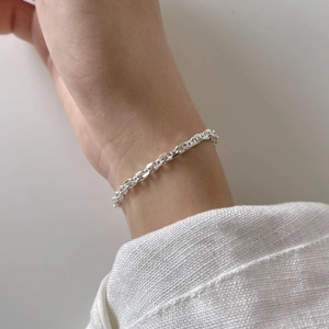 Minimalist Link Chain Bracelet 925 Sterling Silver Polished Dainty Jewelry For Women