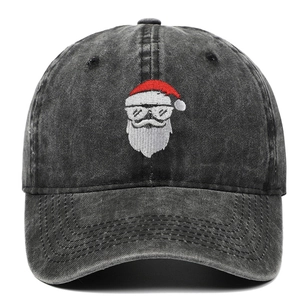 Christmas Baseball Cap Washed Cotton Embroidered Santa Claus With Sunglasses Vintage Distressed Sport Sun Hat For Men Women