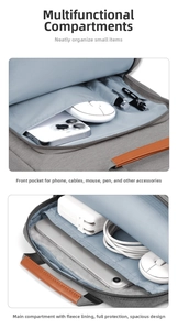 Detail view of the shockproof soft fleece lining and multi-compartment interior storage