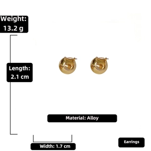 Detail showing weight 13.2g and size 2.1cm for these golden alloy ball hoop earrings