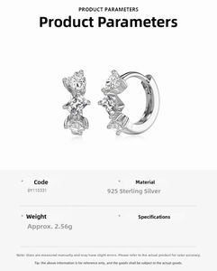 Detail view of 925 sterling silver earrings with heart and square cubic zirconia stones
