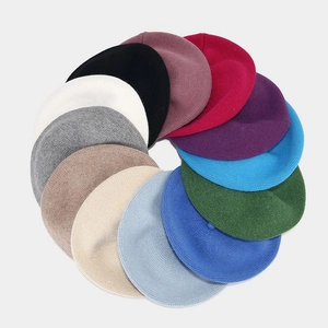 Chic knit beret hat for women in multiple colors with warm thickened wool texture