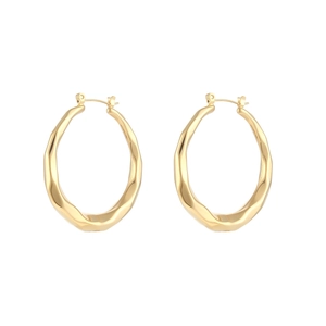 Polished gold twisted hoop earrings with irregular wave texture for a trendy look
