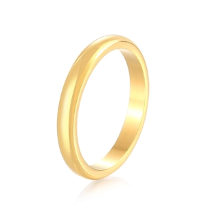 Polished 3mm gold stainless steel dome ring with a classic minimalist smooth finish