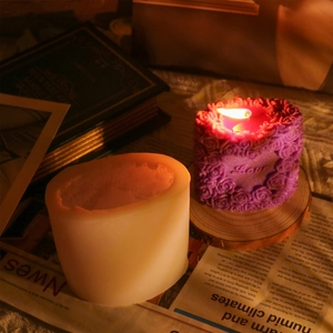 Rose pillar candle mold with Love lettering for handmade aromatherapy candle making