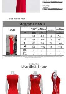 Size chart showing dress length and bust measurements for a slim fit square neck dress