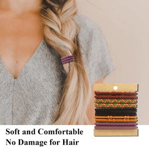 Set of soft braided elastic hair ties shown as a stylish side braid accessory