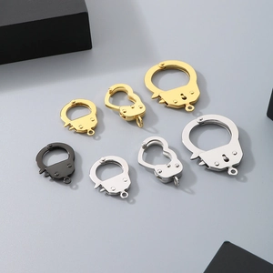 Handcuff Pendants Stainless Steel Heart Round Shape Jewelry Findings For DIY Necklace Bracelet Making Connectors Accessories
