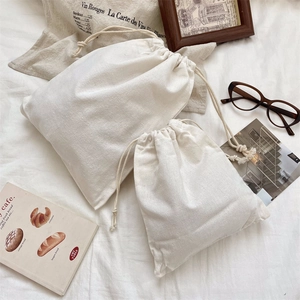 Ensemble de deux sacs de rangement en coton à cordon pour voyage et cosmétiques