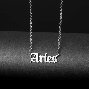Gothic style silver Aries zodiac pendant necklace in stainless steel for women