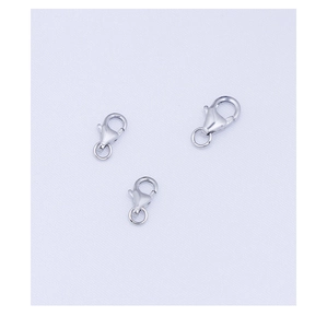 Close-up of three S925 sterling silver lobster clasps with visible 925 hallmarks
