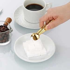 Elegant gold 304 stainless steel sugar tongs picking up cubes for coffee and tea