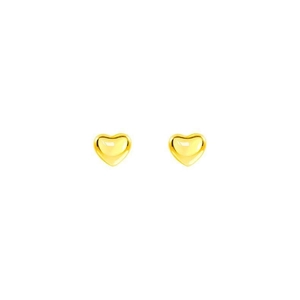 Polished 18K gold-plated titanium steel heart stud earrings for women in a pair