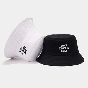 Bucket Hat Cotton Don't Forget To Smile Letter Embroidery Sun Protection Wide Brim Outdoor Casual For Men Women