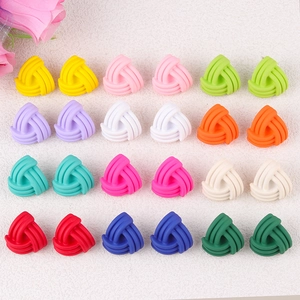 Triangle woven stud earrings in 12 vibrant colors with minimalist acrylic matte finish