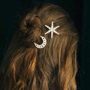Alloy Rhinestone Star Moon Snowflake Hair Clips Elegant Metal Bobby Pins Fashionable Side Hairpins For Women