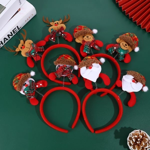 Christmas Headband With Spring Plush Santa Snowman Reindeer Bear Characters Holiday Party Hair Accessory Novelty Gift