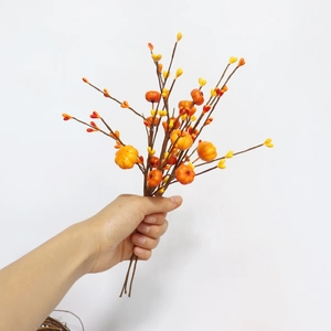 Artificial pumpkin berry branches for Halloween and Thanksgiving autumn harvest home decor