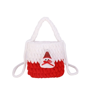 Cute Christmas reindeer knitted crossbody bag for kids with festive snowman design