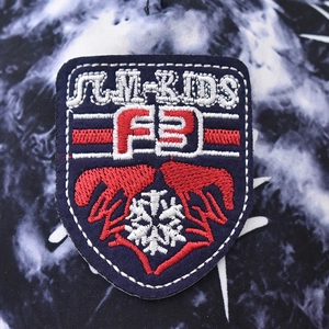F-M KIDS vintage graffiti style baseball cap with red FB embroidery patch on blue base