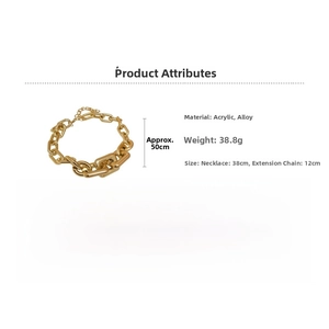 Size chart and specifications for gold acrylic and alloy chain link choker necklace