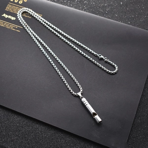 Functional Whistle Pendant Necklace Titanium Steel Long Box Chain For Men Women Hip Hop Streetwear