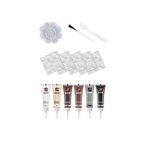 Detailed 6-color leather repair kit with 20ml tubes, palette, and professional tools