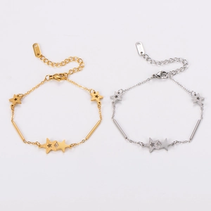 Star Pendant Bracelet For Women Stainless Steel Minimalist Frosted Polished Chain Elegant Fashion Jewelry Accessory