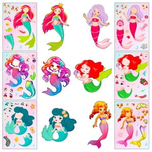 Mermaid DIY sticker set for kids with princess characters and colorful ocean accessories