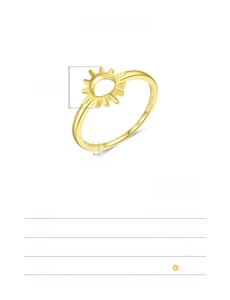 Detailed size parameters of s925 silver sun ring showing band width and weight specs