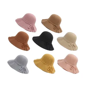 Breathable summer straw sun hat for women with bow tie detail in eight assorted colors