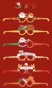 Lot détaillé de six lunettes festives en papier avec Père Noël et renne pour fêtes