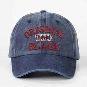 Classic washed blue baseball cap featuring bold red ORIGINAL THE BLACK embroidery