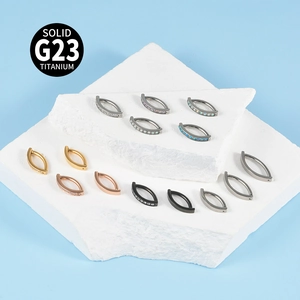 Solid G23 titanium belly piercing rings set with opal and cubic zirconia stones