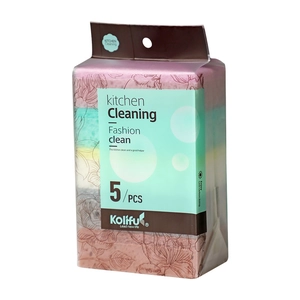 Pack of 5 high-density kitchen cleaning sponges for heavy-duty dishwashing and scrubbing