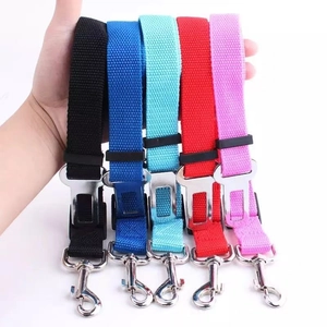 Adjustable nylon pet car seat belts for dogs and cats in five colors with metal clips