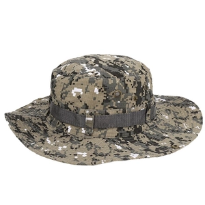 Digital camouflage outdoor boonie hat with wide brim and metal vents for sun protection