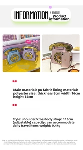 Detail view of retro telephone bag with adjustable strap and rotary dial pattern