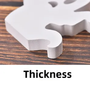 Detail shot showing the thickness of the white ghost wooden Halloween tiered tray decor