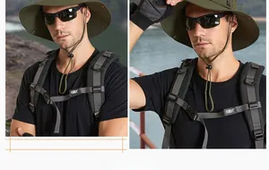 Détail du chapeau de soleil vert armée et équipement tactique pour la pêche et la randonnée